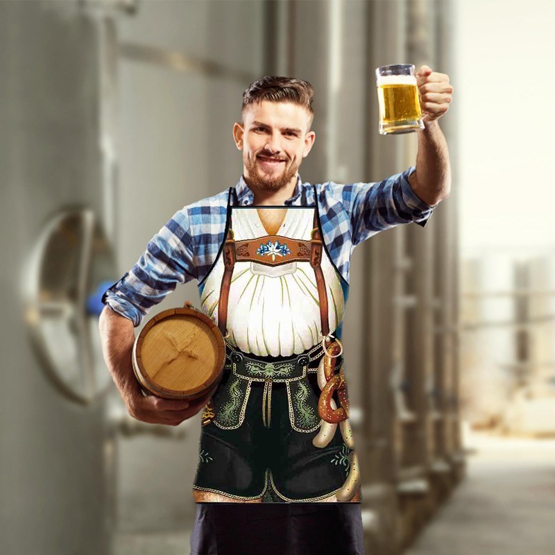 Bilipala Lederhosen Apron Funny Apron Novelty Kitchen Cooking Apron for