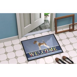 Caroline's Treasures BB8284JMAT Wire Fox Terrier Welcome Door Mat, Indoor Rug or Outdoor Welcome Mat 24x36 Doormat, 24H X 36W, Multicolor