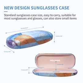molshine Hard Shell PU Leather Glasses Case, Travel Portable Eyeglass Case for Men Women Girl Travel Study Work (Blue Marble)