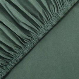 leevitex® Fitted Sheet, 90 x 200 cm to 100 x 200 cm, 100% Jersey Cotton, Mattress Height up to 25 cm, Oeko-Tex, Dark Green/Fir Green