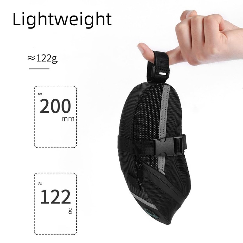 LZGOPE Waterproof Saddle Bag-Reflective Accessories Storage Cycling Seat Bag-Black