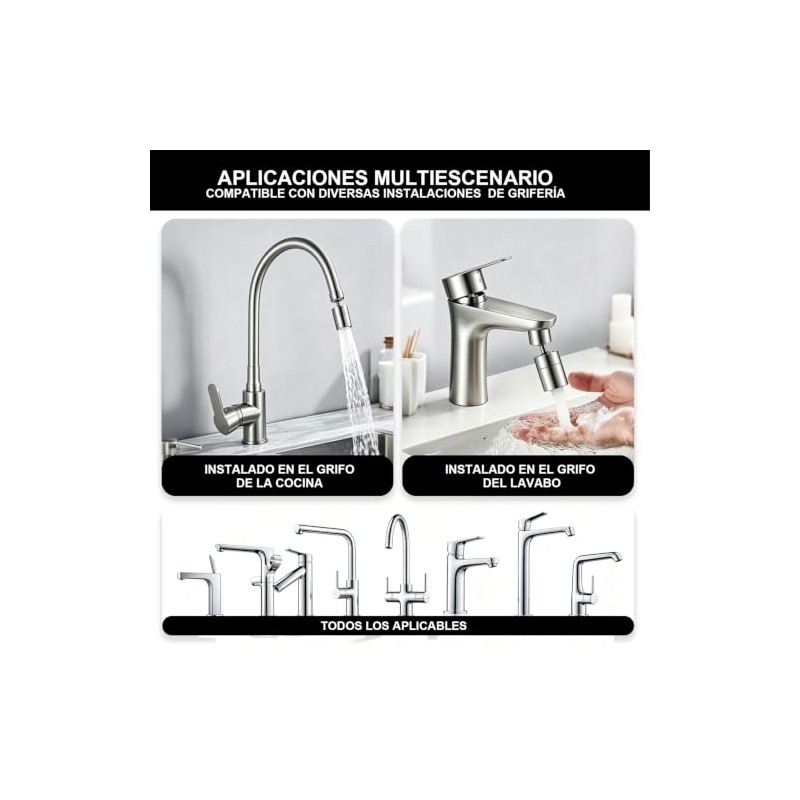 Regadera para Fregadero de Cocina, 2 Modos Extensor de Grifo