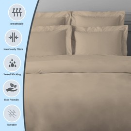 Pizuna Luxurios Cotton Pillow Cases 2 Pack Simply Taupe 50x75cm, 1000 Thread Count Long Staple Combed Cotton Thick Pillow Cover, Soft Sateen Oxford Pillow Cases (100% Cotton Pillowcase Pack of 2)