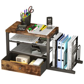 Homeiju Wood Desk Organizer with Drawers, Desk File Organizer with 3 Vertical File Holders, File Shelf,Storage for Mail, Supplies,Classroom Organization