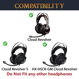 SOULWIT Protein Leather Headband Cover for HyperX Cloud Revolver/Revolver S, HX-HSCR-GM Cloud Revolver Gaming Headsets, Replacement Headstrap Pad Repair Part - Black(White Line)