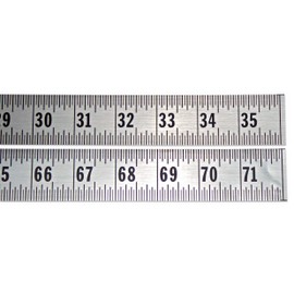 Ruler – Adhesive Backed – 1 1/4 Inch Wide X 72 Inch Long – Left to Right – Fractional – 1/16” Grads – Silver – 2 Pieces