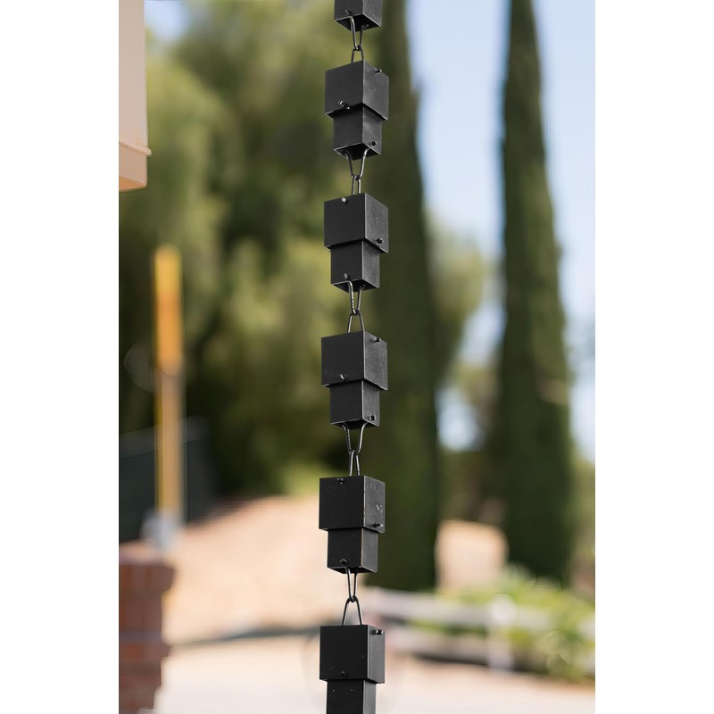 Monarch Rain Chains AluminumMulti Cube Rain Chain, 8.5 Ft Black