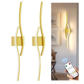 L LOHAS LED Battery Operated Wall Sconces Set of 2, Battery Wall Sconce 7200mAh, Gold Rechargeable Sconces 3000K, 31.6 Inch Dimmable Wireless Wall Lights, Sconce Wall Decor for Bedroom, Living Room