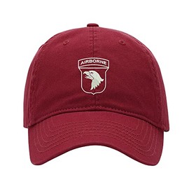 Baseball Cap Men 101st Airborne Embroidered Washed Cotton Dad Hat Baseball Caps (Red,7 5/8)