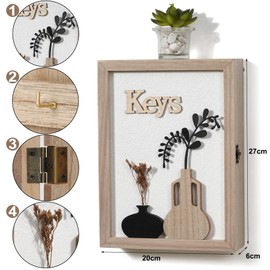 AHUONEL Key Holder Wall Mount Key Holder for Wall, Rustic Vase Key Hooks for Wall Key Hanger with 6 Hooks, Key Storage Box Key Cabinet Key Organizer Key Rack for Home Decor Office Entryway Gift