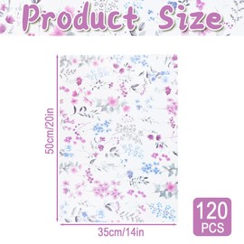 120 Sheets Gift Wrapping Tissue Paper Bulk, Purple Watercolor Wildflower Print Tissue Paper for Gift Bags, Decorative Art Papers for DIY Crafts Wedding Birthday Holiday Party Decor, 20x14 Inches