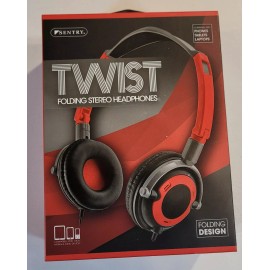 Sentry HO425 Twist Folding Stereo Headphones (Choose Your Color) - Red