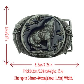 DT Vintage 3D Wild Wolf Howling, Punk Wolf Leaf Western Cowboy Belt Buckle,Gift for Men Women on Birthday or Christmas Day, 5, 9.5cm x 6.8cm