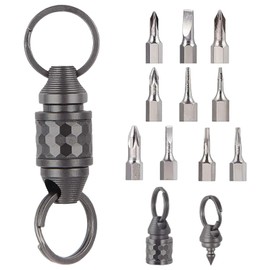keyshoot Quick Release Keychain, Titanium Keychain with Quick Release, Pull Apart Detachable Key Ring Quick Release, Retractable Key Chain Detachable Keychain Clip Gray