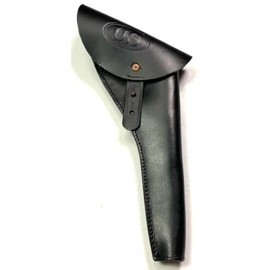 U.S. Civil War Percussion Revolver Leather Holster Embossed US (Right Hand) / US Army M1873 Cavalry Infantry Pistol Revolver Holster- US Stamped