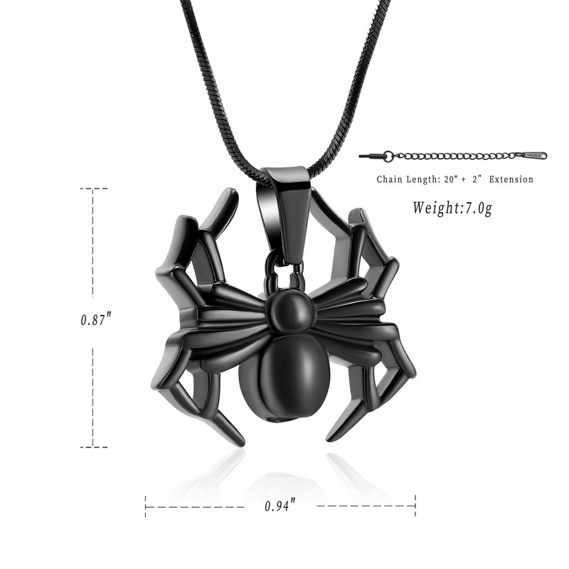 Spider Shape Urn Necklace for Ashes for Men Stainless Steel