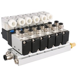 Baomain 4V210-08 DC 12V Single Head 2 Position 5 Way 6 Pneumatic Solenoid Valve w Base