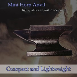 Hyecen Mini Horn Anvil Set,3Lbs Forged Iron Anvil with Rubber Hammer for Jewelry Making,Blacksmith Forge Kit,Jewelry Hammer and Block Set,Bench Block Silversmithing Tools Designed