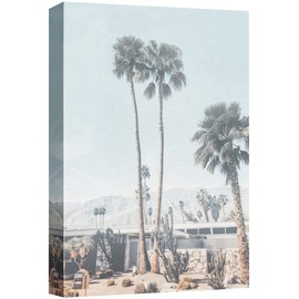 SIGNFORD Canvas Print Wall Art Mid-Century Modern Home with Trees Nature Wilderness Photography Modern Art Rustic Landscape Colorful Multicolor Ultra for Living Room, Bedroom, Office - 32"x48"