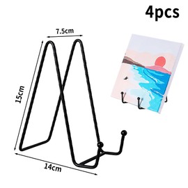 Metal Plate Stands for Display, 4 PCS Tabletop Picture Stand, Decorative Plate Stand, Plate Holder Display Stand Iron Easels for Books Photo Easels Creations 15 x 14 x 7.5 cm Black