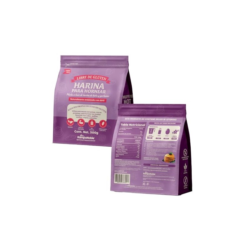 KampoNoble Harina para Hornear sin Gluten y Endulzada con Dátil
