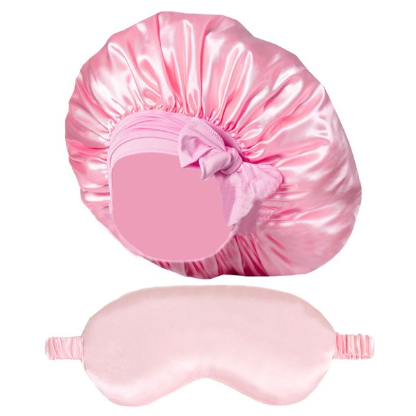 1 Stück Schlafender Haardeckel, 1 -Stück Schlafende Augenmaske, Rosa Schlafender