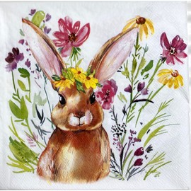 Assorted Bunny Easter Napkins - 12 Styles, 6.5 Inch - Pretty Paper Napkins for Decoupage, Dinner, Rabbit, Chicken, Egg Designs