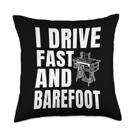 Tailor Dressmaker Fabrician Sewer Bare Foot Sewing Machine Throw Pillow