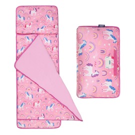 Wildkin Kids Plush Nap Mat – Soft, Cozy, Convenient for Daycare & Preschool – Rainbow Unicorns