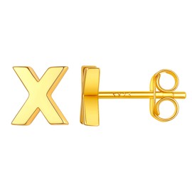 Suplight Women's Men's 925 Silver Letter Stud Earrings Simple A to Z Initial Earrings Platinum Plated Initial Letter Ear Piercing Ear Jewellery Accessory with Gift Box, Sterling Silver