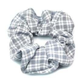 QinGoo Gray Checkered Scrunchie Hair Rubber Hair Elastic Adult Hair Accessory Cute Simple Korean Women's 1 Piece (Grey)