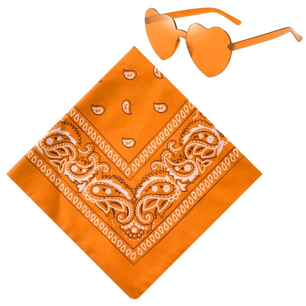 JIANGLAI Bandana with Heart Sunglasses, Disco Cowgirl Bachelorette Paisley Scarf