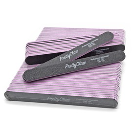 PrettyClaw | 50pc Professional Nail File 100/180 Grit Black Straight Acrylic Nail Files Plastic Center Double Sided Emery Board for Nails Washable 7 inch Nail File