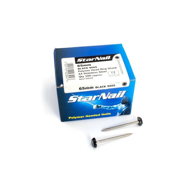 4.8mm Rapierstar StarNail Polymer Headed Nails - 65mm, Black