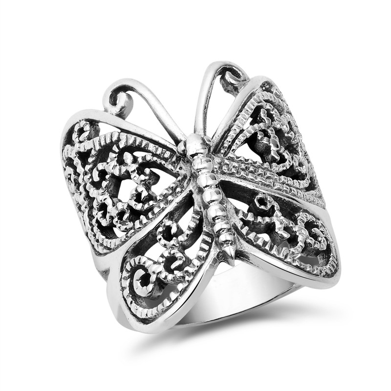 AeraVida Big Trendy Wrap-Around Butterfly .925 Sterling Silver Ring |