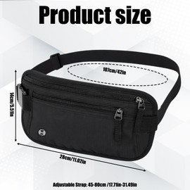 RFID Blocking Money Belt for Travel Hidden Men Women - Ultra-Slim Hidden Waist Pack & Bum Bag, Waterproof Fanny Pack Money Bags for Passport, Cash, Phone & Cards (Black)
