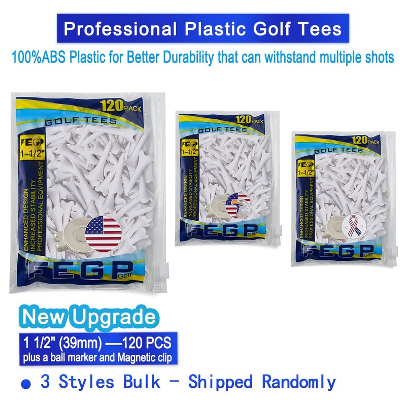 1 1/2'' Plastic Golf Tees,Short Tees 120 Pack-4 Prongs with