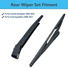 Rear Window Wiper Arm & Blade Replacement for Lincoln Navigator 2009-2016 and Ford Expedition 2009-2017, Factory OE Style Rear Windshield Wiper Arm & Blade Set 9L1Z17528B, 9L1Z17526A