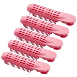 5pcs Pink Volumizing Hair Root Curler Clips - Natural Fluffy Self-Grip Clamps for DIY Curly Hairstyling