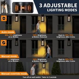 Seovix Motion Sensor Outdoor Lights, Dusk to Dawn Outdoor Wall Lights with 220° Detection & 3 Modes, IP65 Waterproof Exterior Lighting Fixtures for House Porch Patio Garage (Gold Trim)