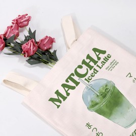 MEIKIUP Matcha Latte Lover Gift New York Matcha Latte Lover Reusable Grocery Bags Barista Gift (CA Matcha2 TB)