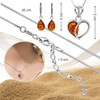 Copal Amber and Sterling Silver Heart Jewellery Set, amber, Amber