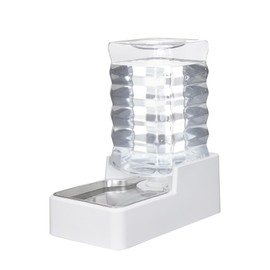 Sfozstra Automatic Dog and Cat Water Dispenser with Stainless Steel Bowl Gravity Waterer,Large Capacity and Drinking,100% BPA-Free,Suitable for Medium and Large-Sized Cats and Dogs (White, 8L)