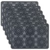 Rigid Lace Printed Vinyl Solid Placemats (Gray), Set of 6