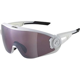 ALPINA 5W1NG Q Mirrored, Contrast Enhancing & Anti-Fog Sports & Cycling Glasses with 100% UV Protection for Adults, Matte White, One Size