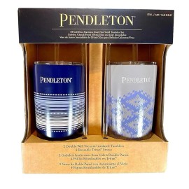 Pendleton Patterned 20oz Stainless Steel Hot/Cold Tumbler Set (Blue & Gray)