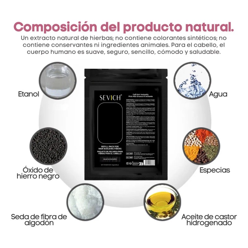 Sevich Micro Fibras Naturales 100g Sustituto Cabello Full
