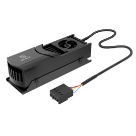 Akasa Akasa Gecko Pro LX, M.2 NVMe PCIe 5.0, Aluminium High-Speed Built-in Fan Heatsink Cooler, Support 2280 SSDs, Up to 12,000 RPM & 12V, Low-profile, 2 Thermal Pad Included, Black, A-M2HS04-BK