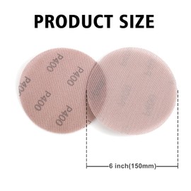 Kcmell 20PCS 150mm Mesh Sanding Discs 400 Grit, 6 Inch Hook and Loop Sanding Pads, Dust Free Disc Anti-Blocking Long-Lasting Sharp Sandpaper for Car Wood Furniture Floor