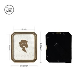 Tone Link. Vintage Picture Frame 8x10 Inch, Luxury Antique Photo Frames with Glass Front, Tabletop Wall Hanging, Polygon, Gold and Black